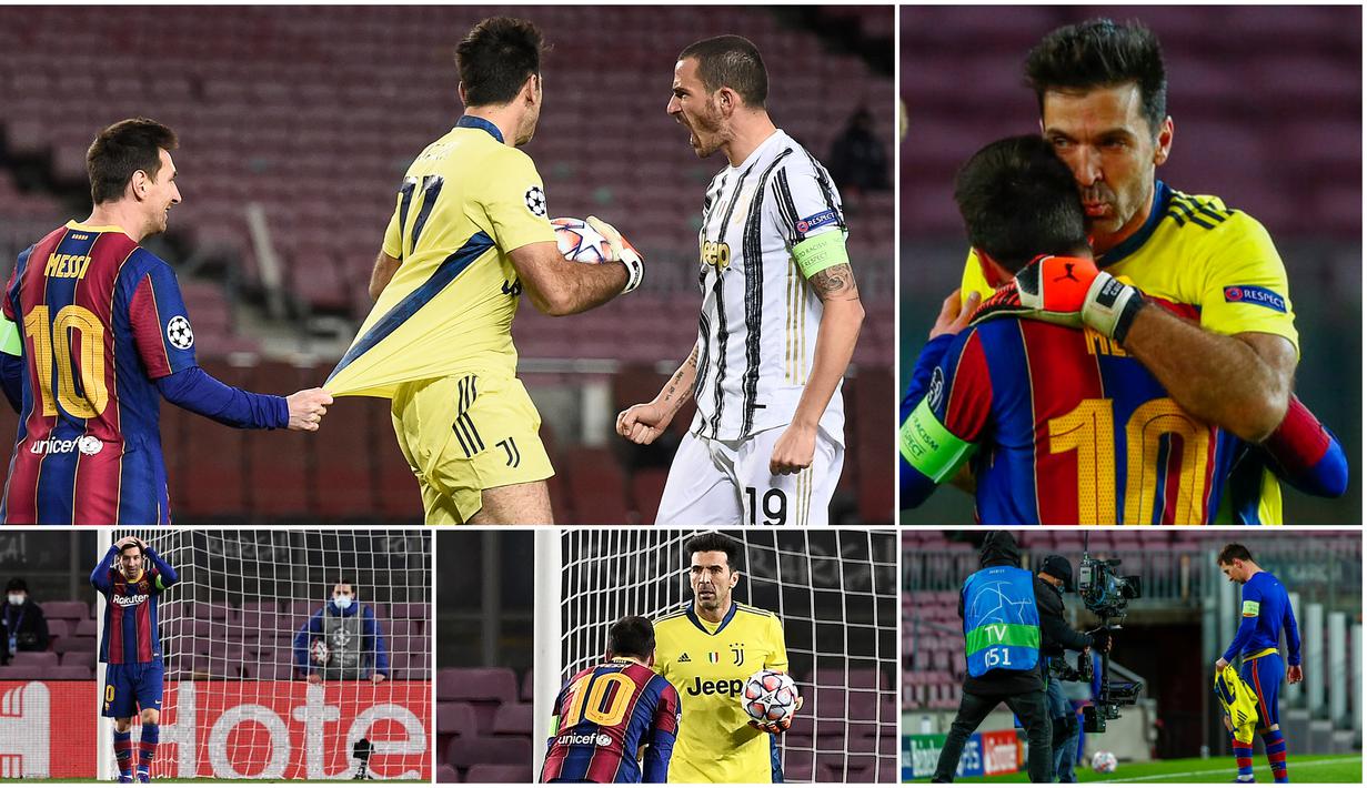 Striker Barcelona, Lionel Messi, tertangkap kamera menarik baju kiper Juventus, Gianluigi Buffon, pada laga Liga Champions. Aksi usil La Pulga tersebut dilakukan lantaran merasa frustasi usahanya membobol gawang Juventus selalu dipatahkan sang kiper 42 tahun.