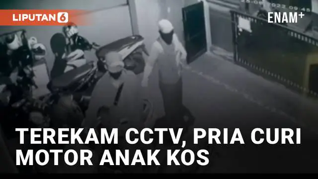 VIDEO: Terekam CCTV, Sekumpulan Pria Curi Motor Anak Kos
