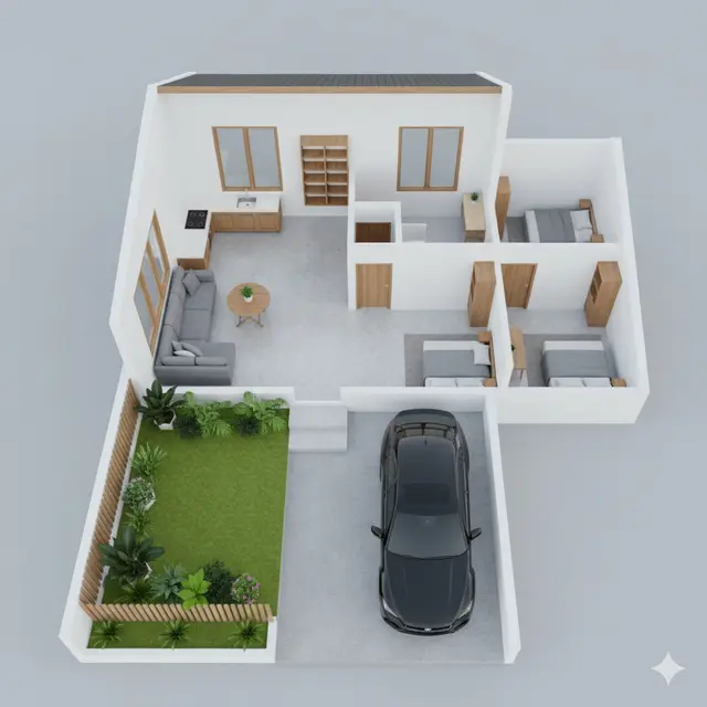 Rumah Tipe 36 dengan Carport dan Taman