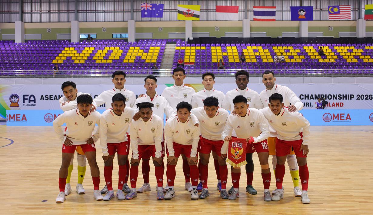 Skuad Garuda berhasil melibas tim nasional Brunei Darussalam dengan skor meyakinkan 7-0 di Nonthaburi Hall, Bangkok, Thailand. (Dok. FFI)