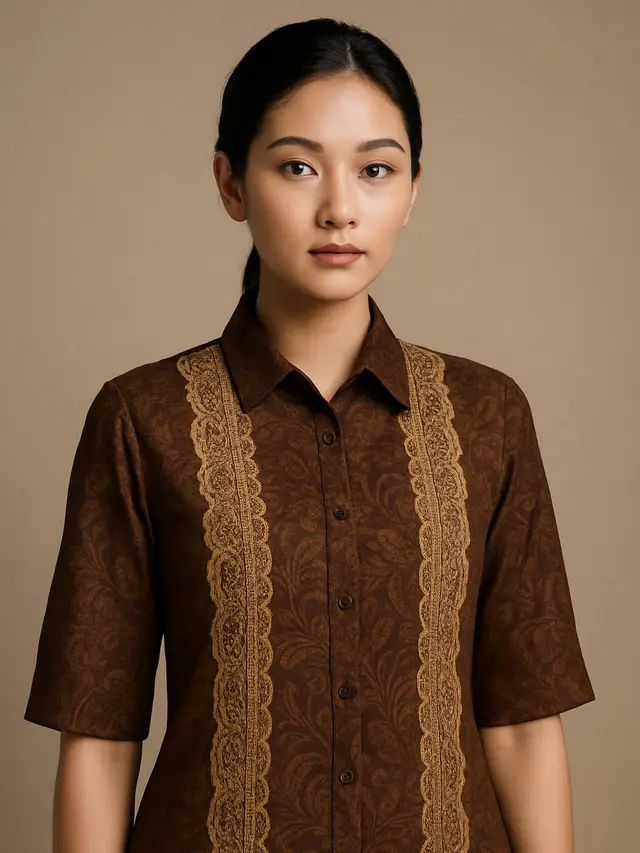 7 Model Kemeja Batik Brokat Cokelat untuk Gaya Formal Minimalis, Elegan dan Anggun Sepanjang Hari
