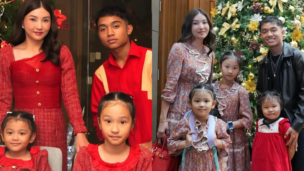 Jadi Natal Pertama Tanpa Ruben Onsu, Sarwendah dan Anak-Anak Tampil Kompak dengan Outfit Serba Merah