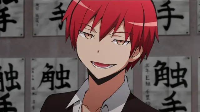 Karma Akabane si rambut pirang berblazer hitam (credit: IMDb)
