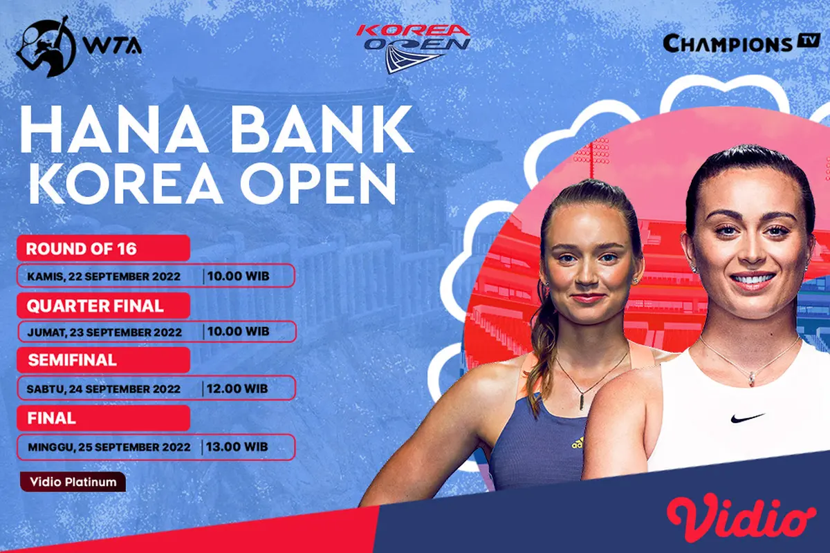 Jadwal dan Live Streaming WTA 250 Hana Bank Korea Open di Vidio, 22-25 September 2022