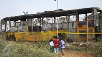 Pool Bus Transjakarta di Rawa Buaya Terbakar, 15 Bus Hangus