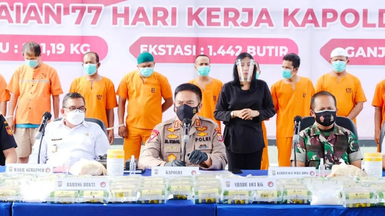 Kapolda Riau Irjen Mohammad Iqbal dalam konferensi pers pengungkapan jaringan narkoba internasional.