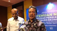 Menteri Kelautan dan Perikanan (KKP) Sakti Wahyu Trenggono di Pertemuan Nasional Pembangunan Perikanan Budidaya Berbasis Ekonomi Biru, di Jakarta, Senin (18/12/2023). Menteri Trenggono buka suara soal perkembangan Starlink. (Tira/Liputan6.com)