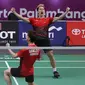 Pasangan Indonesia Kevin Sanjaya Sukamuljo / Marcus Fernaldi Gideon lolos ke perempat final badminton nomor ganda putra peorangan Asian Games 2018. (Humas PP PBSI)