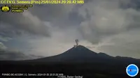 Gunung Semeru kembali erupsi pada Rabu malam (25/1/2024), pukul 20.25 WIB. (Liputan6.com/ Dok PVMBG)