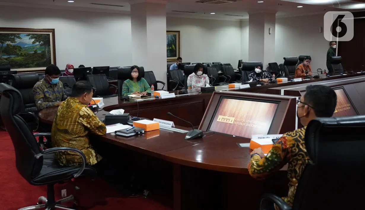 Suasana audiensi PT. Nestlé Indonesia dengan Kepala Staf Kepresidenan, Moeldoko di Jakarta (17/2/2022). Nestlé MILO juga menghadirkan kegiatan menarik di 1.000 Sekolah Dasar mulai dari olahraga ringan sebelum vaksinasi bagi anak dan kelas nutrisi bagi orang tua pendamping. (Liputan6.com/HO/Nestle)