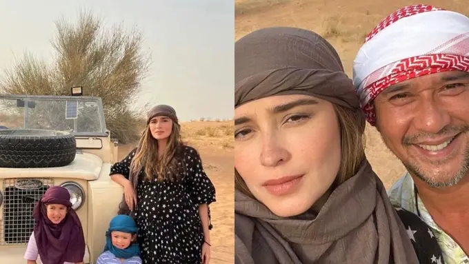6 Gaya Minimalis Yasmine Wildblood Babymoon ke Timur Tengah, Tampil Cantik dengan Keffiyeh