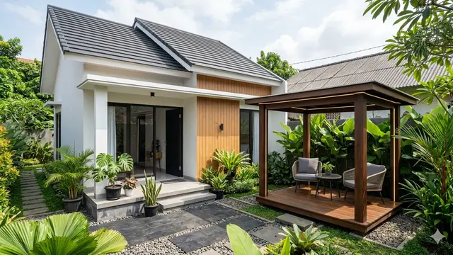 Ide Teras Rumah Minimalis Modern dengan Gazebo Mini