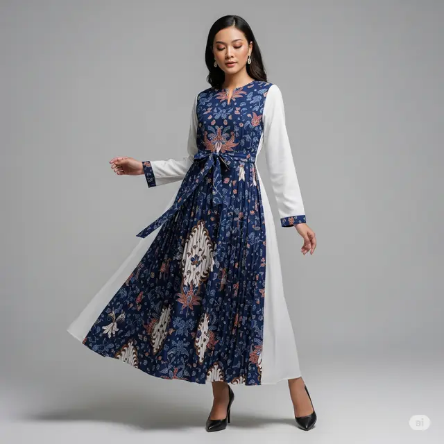 Model Dress Batik Elegan Kombinasi Terbaru.