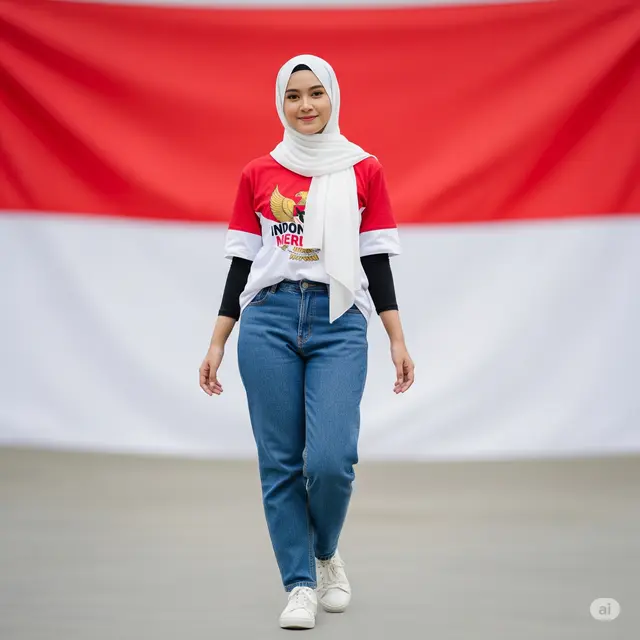 Outfit Lomba 17 Agustus untuk Muslimah.
