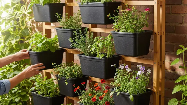 Rak Modular Bambu dengan Ember yang Dapat Dipindah
