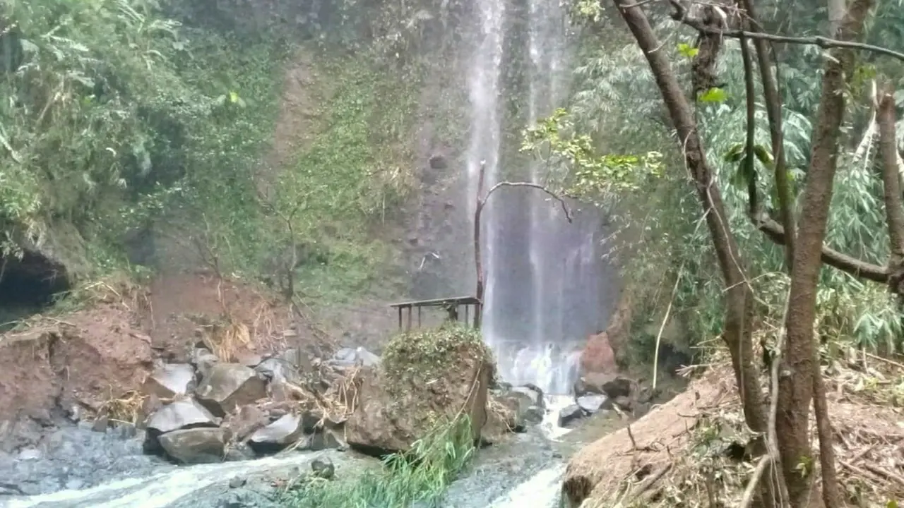 Kondisi terkini Curug Sawer Manglid pascameluap pada Senin (21/9/2020) sekitar pukul 17.00 WIB.