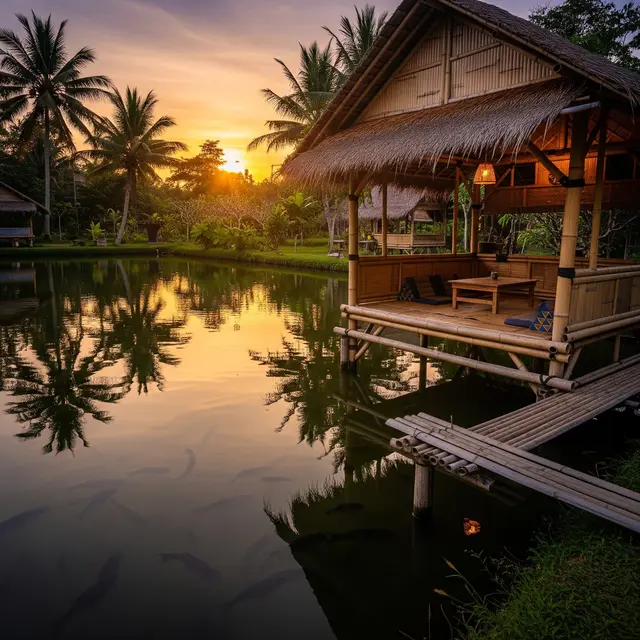 Desain Saung Bambu Sederhana (AI Generated)