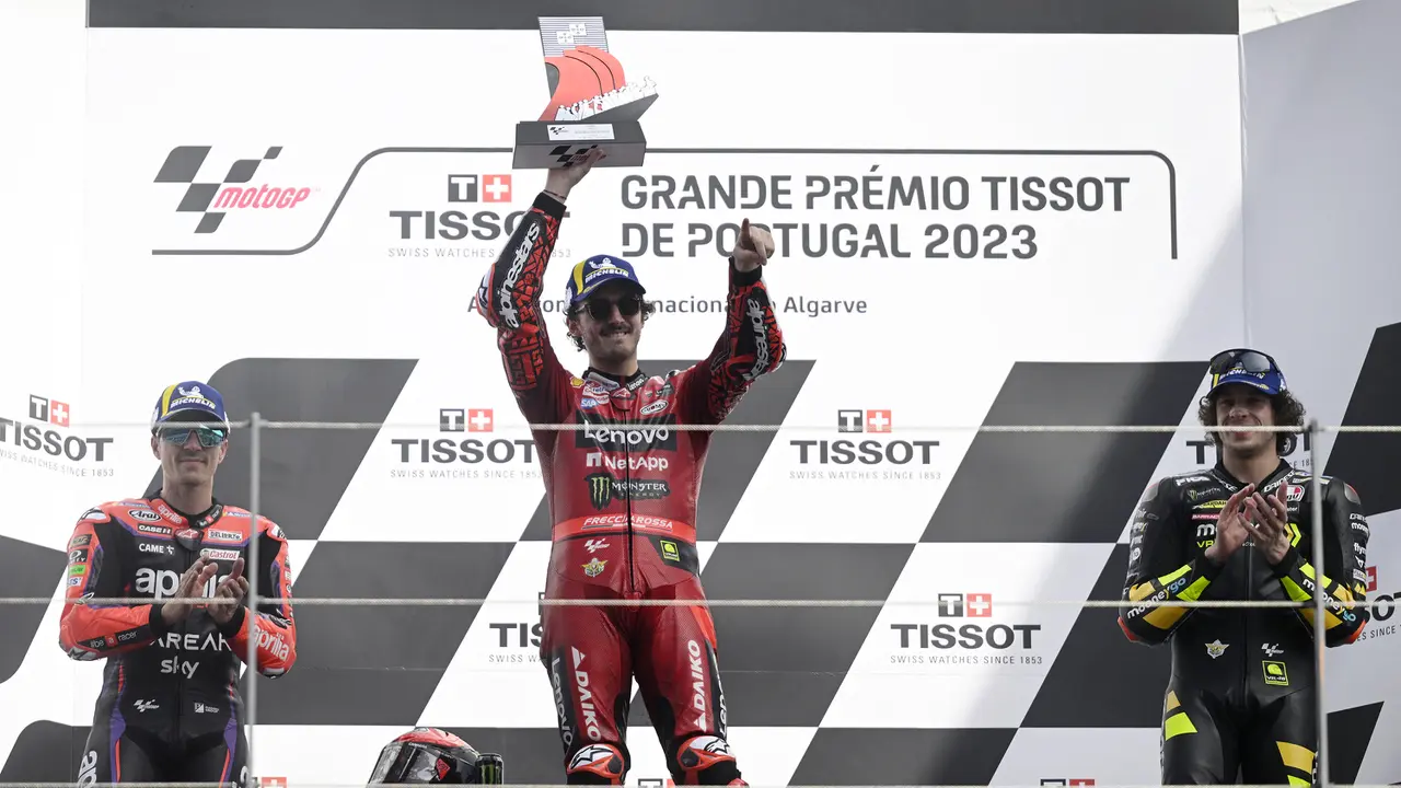 Foto: Diuntungkan Insiden Marc Marquez Tabrak Miguel Oliveira, Francesco Bagnaia Juara Seri Pembuka MotoGP 2023 di GP Portugal