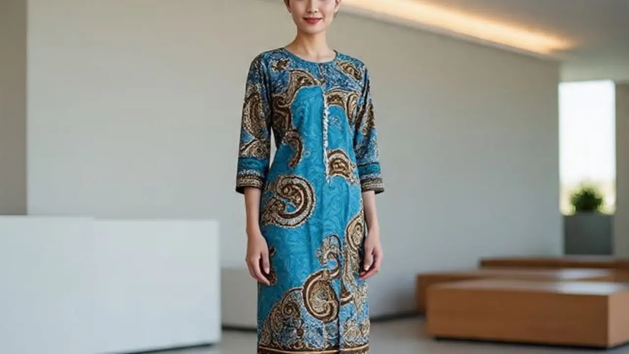Ilustrasi Tunik Batik Slimfit (Sumber Gambar: Meta AI)