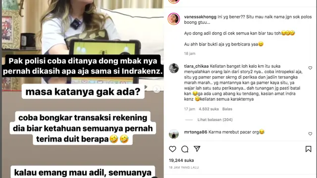 Vanessa Khong Minta Polisi Juga Bongkar Transaksi Indra Kenz dengan Mantan Kekasihnya: Jangan Sok Polos Gitu