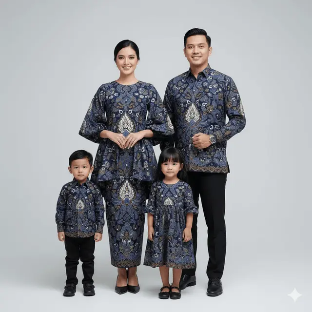 Model Sarimbit Batik Keluarga Model Tunik dan Kemeja Formal Modern. Gemini