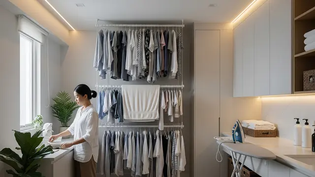 Model Ruang Cuci dengan Jemuran Gantung Minimalis