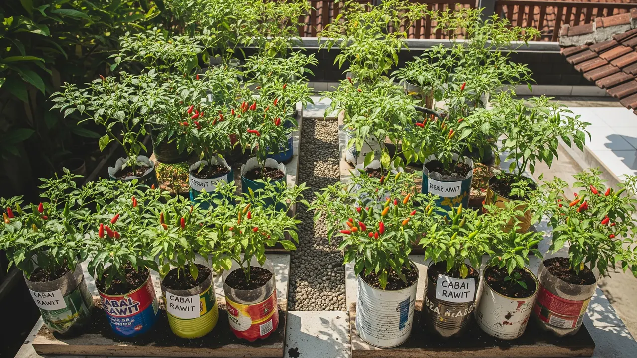Inspirasi Kebun Cabai Rawit dari Wadah Bekas Dapur