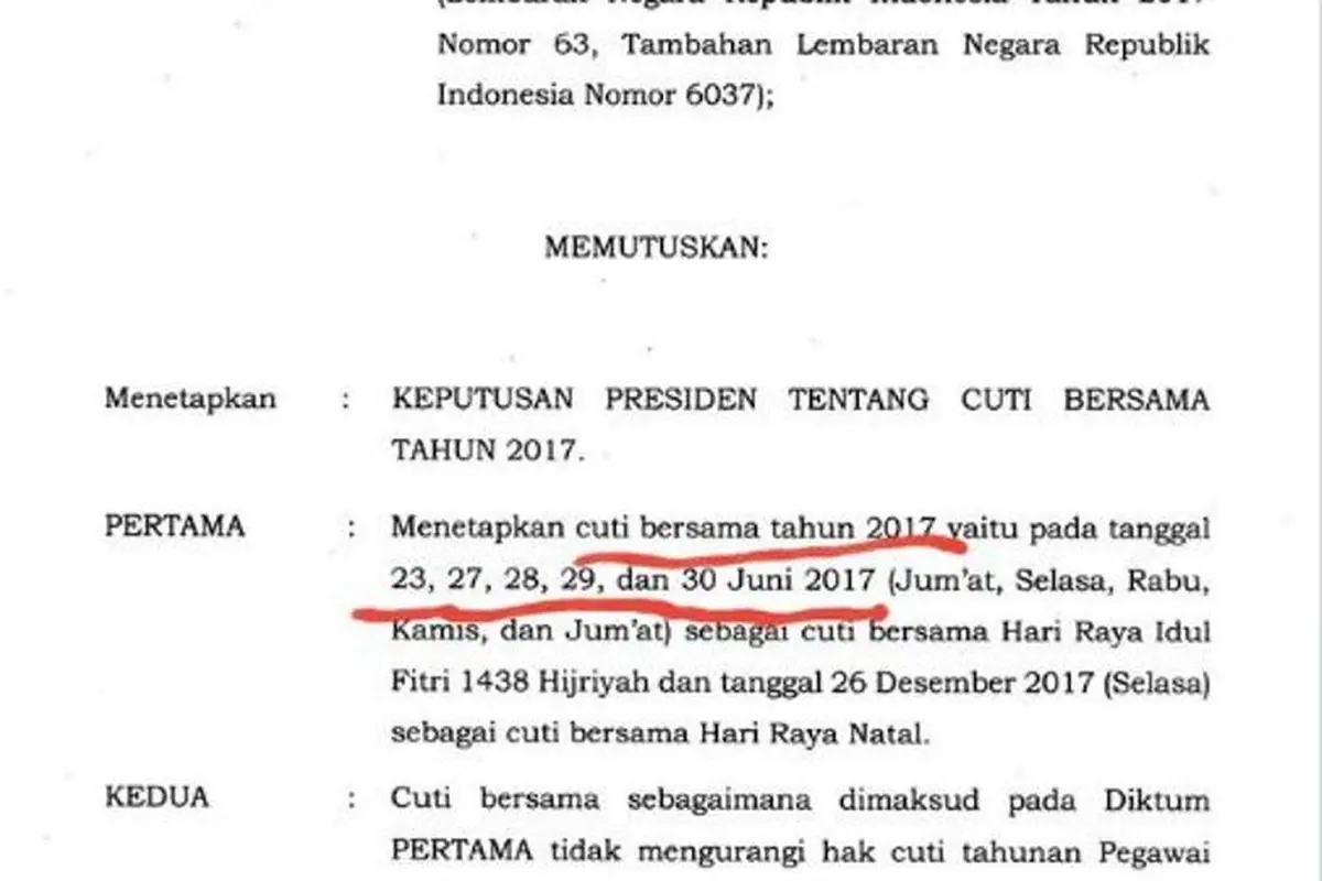 [Bintang] Tanggal 23 Juni 2017 Cuti Bersama