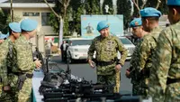 Komandan Pasukan Pengamanan Presiden (Danpaspampres) Mayjen TNI Edwin Adrian Sumantha memimpin Apel Gelar Kesiapan Pasukan Satuan Tugas Pengamanan VVIP di Lapangan Hitam Mako Paspampres, Senin (10/8/2026).