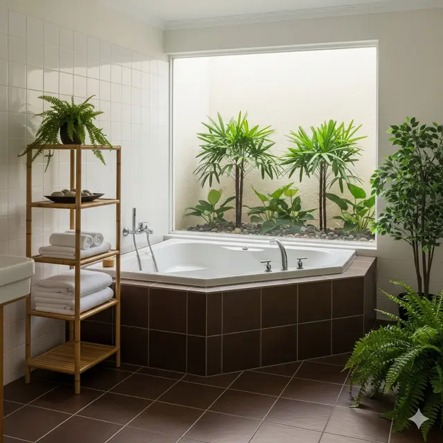 Desain Kamar Mandi dengan Bathtub Sudut