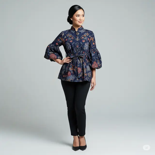 8 Model Atasan Batik Wanita Lengan Balon yang Trendy dan Elegan