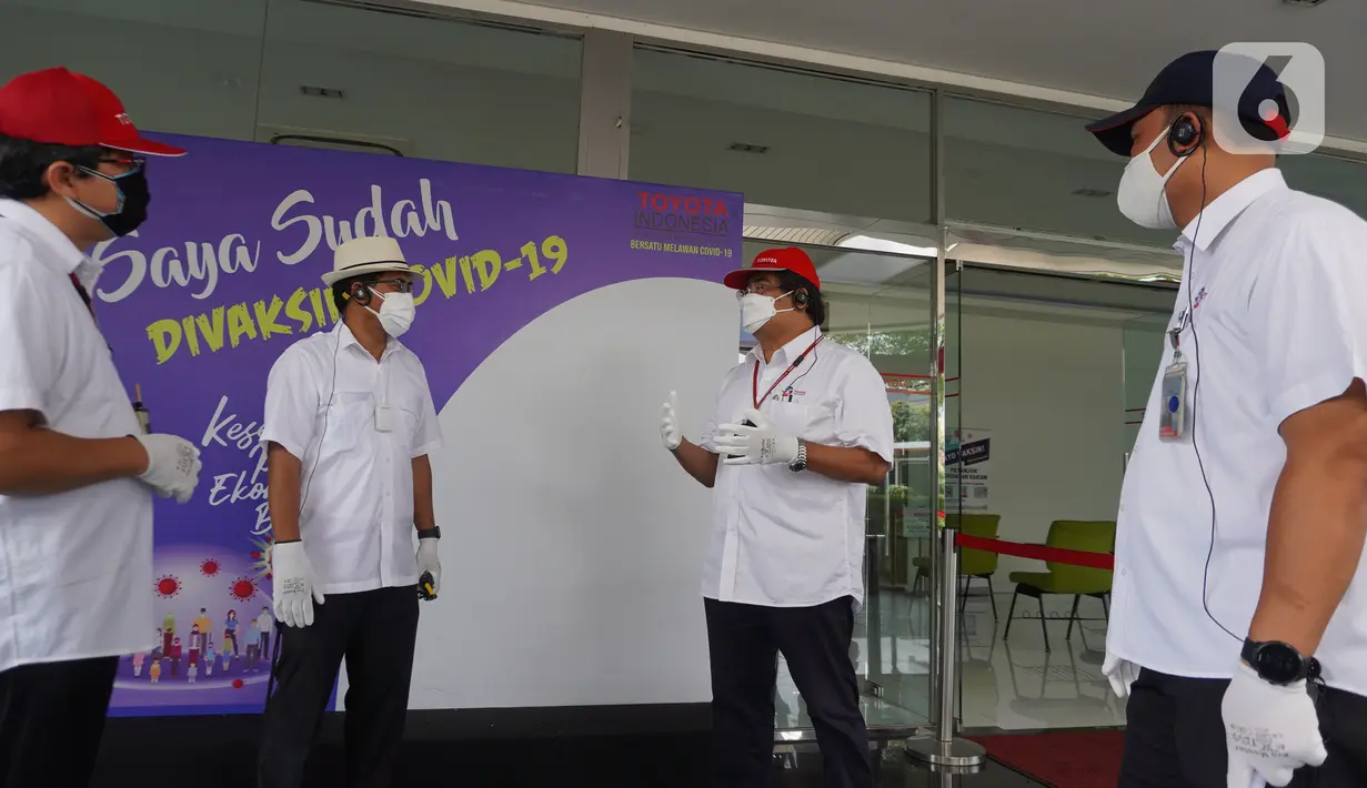 Upaya TMMIN dilakukan guna mendukung eksistensi industri otomotif dalam menopang upaya recovery ekonomi nasional. TMMIN berkomitmen untuk tetap memenuhi kebutuhan konsumen dengan menjalankan aktifitas industri sesuai IOMKI. (Liputan6.com/HO/Job)