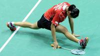 Tunggal putri Indonesia, Fitriani, mengaku kurang sabar saat kalah dari pemain Korea, Bae Yeon-ju, pada pertandingan ketiga perempat final Piala Uber 2016, Kamis (19/5/2016). (PBSI)