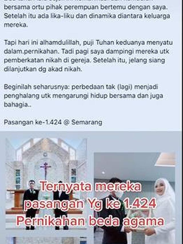 Viral Pernikahan Pasangan Beda Agama, Ini 5 Potretnya Saat Pemberkatan di Gereja