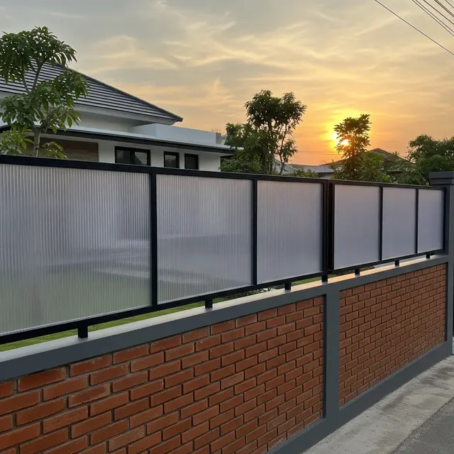 Model Pagar Bata atau Beton Setengah Badan Kombinasi Polikarbonat