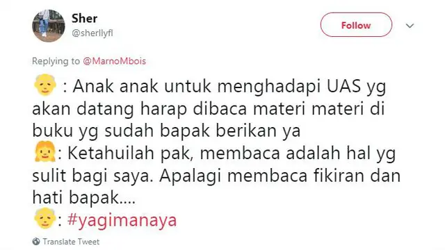 Salah satu obrolan lucu di Twitter adalah obrolan-obrolan kocak 'ya gimana ya' ini.