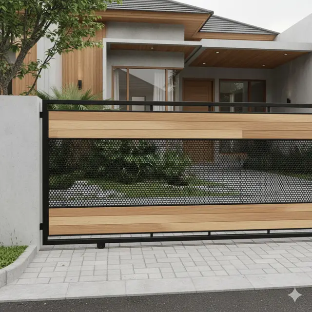 Model Pagar Besi Kombinasi Plat Perforasi 2025