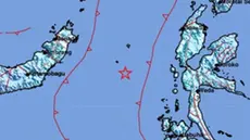 Gempa Magnitudo 5,8 mengguncang wilayah Ternate, Maluku Utara, Jumat (24/7/2026), pukul 05.58.34 WIB. (Liputan6.com/ Dok BMKG)
