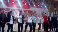 Tiga pasangan calon Pilkada Kota Malang, Jawa Timur, usai undian nomor urut (Liputan6.com/Zainul Arifin)