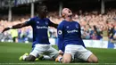 Ekspresi Wayne Rooney usai mencetak gol ke gawang Stoke City pada laga perdana Premier League di Goodison Park, Liverpool (12/8/2017). Everton menang 1-0. (AFP/Oli Scarff)