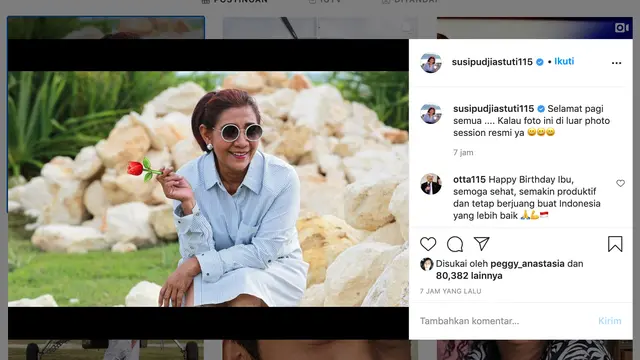 Unggahan Susi Pudjiastuti. (Foto: Instagram @susipudjiastuti115)