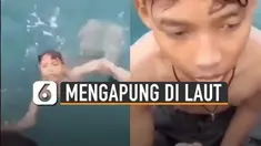 Bocah tersebut kebingungan arah saat berenang karena tak melihat daratan.