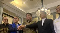 Para ketua umum parpol Koalisi Indonesia Bersatu (KIB) berkumpul Rabu malam (30/11/2022). (Liputan6.com/ Delvira Hutabarat)