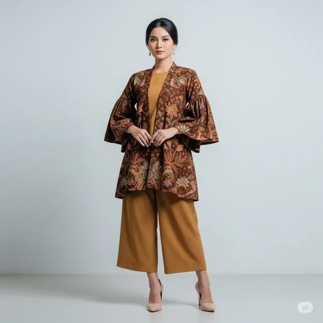 9 Mix and Match Batik Lengan Besar dan Celana Kulot yang Elegan dan Stylish