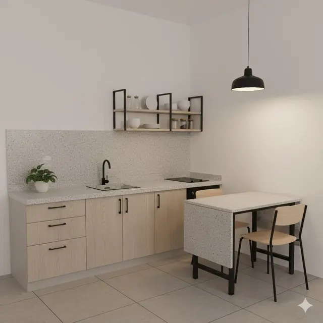 Dapur Multifungsi dengan Meja Lipat