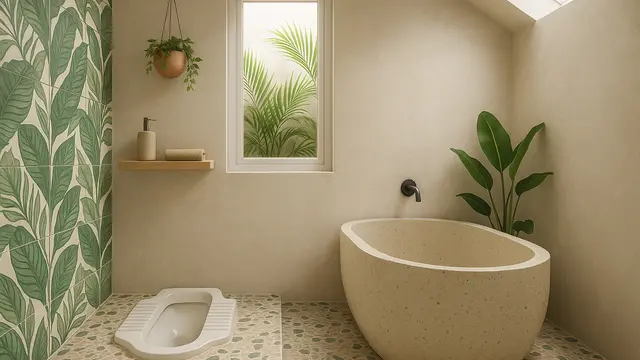Desain Kamar Mandi Minimalis 2x2 Kloset Jongkok dan Bak Mandi/Ilustrasi AI
