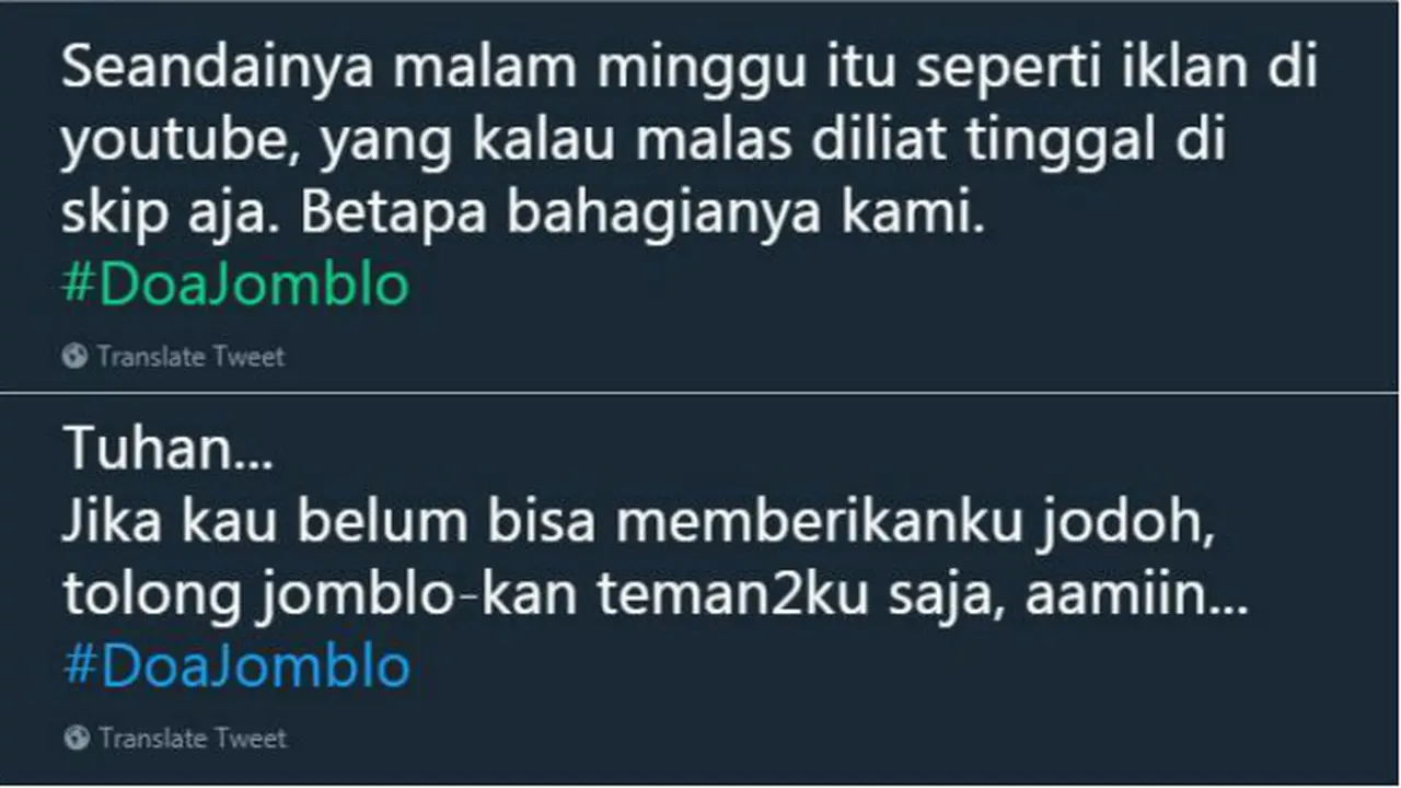 Alih-alih serius, cuitan 'doa jomblo' berikut ini malah bikin ngakak karena kocak.