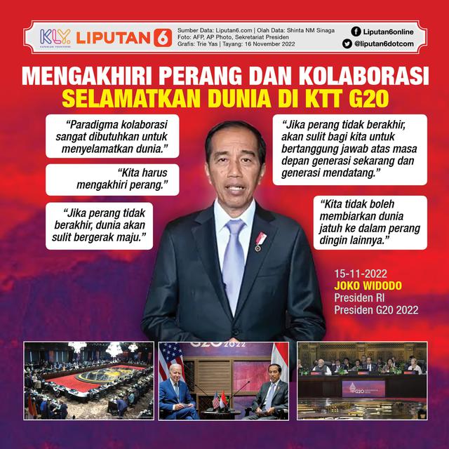 Infografis Mengakhiri Perang dan Kolaborasi Selamatkan Dunia di KTT G20