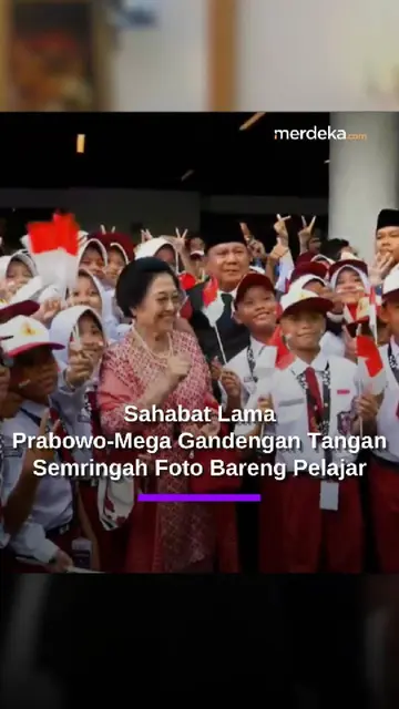 Hangatnya Prabowo-Megawati Gandengan, Semringah Foto Bareng Siswa SD di Hari Pancasila