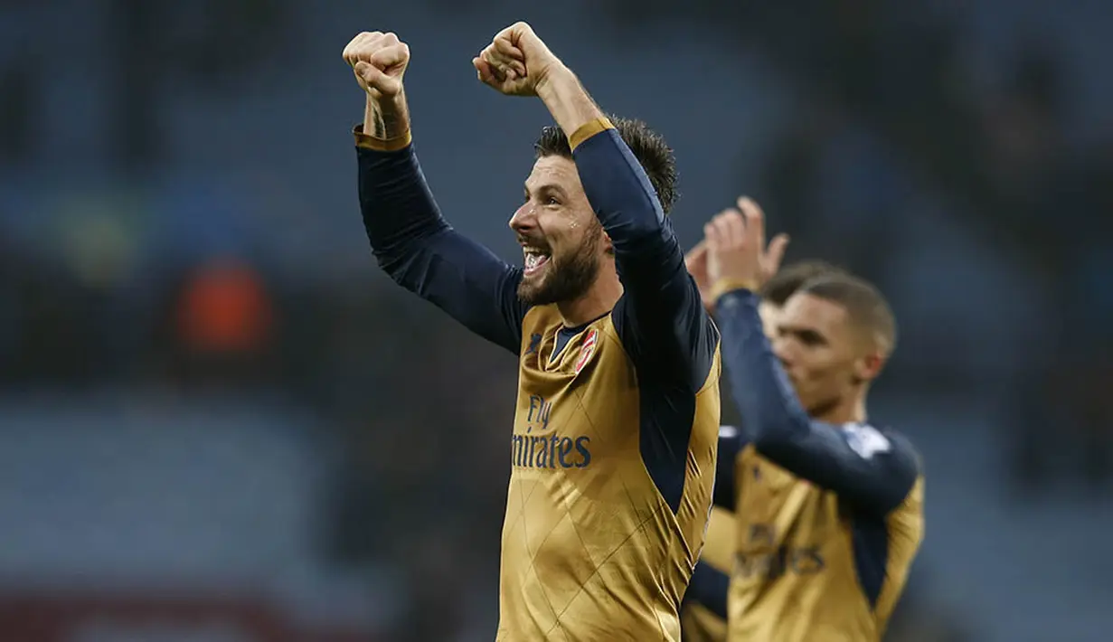 Produktivitas dari Olivier Giroud itu sukses membawa Arsenal memimpin klasemen Liga Premier Inggris. (Reuters/Paul Childs)